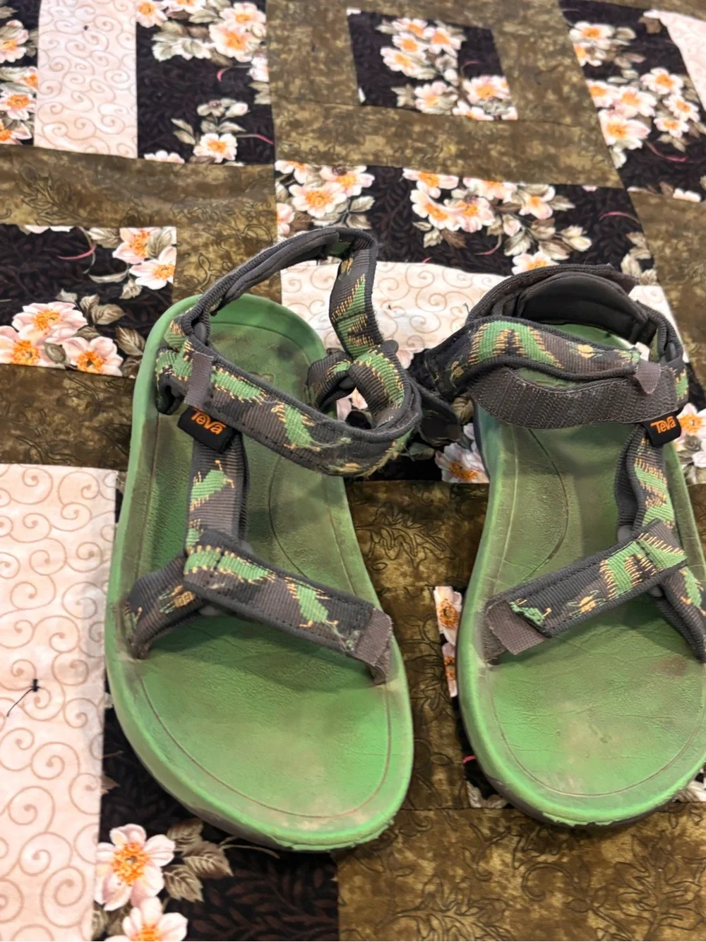 Teva Kids Green and Gray Patterned Sport Sandals